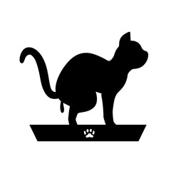 Cat Pooping Silhouette Vector
