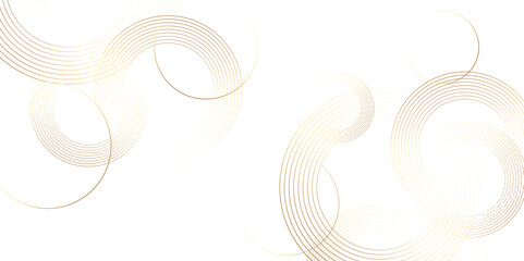 Abstract white background with golden circle rings. Spiral sound wave rhythm line and blind dynamic abstract background, Vector illustration design for presentation, banner, cover, poster, texture.	