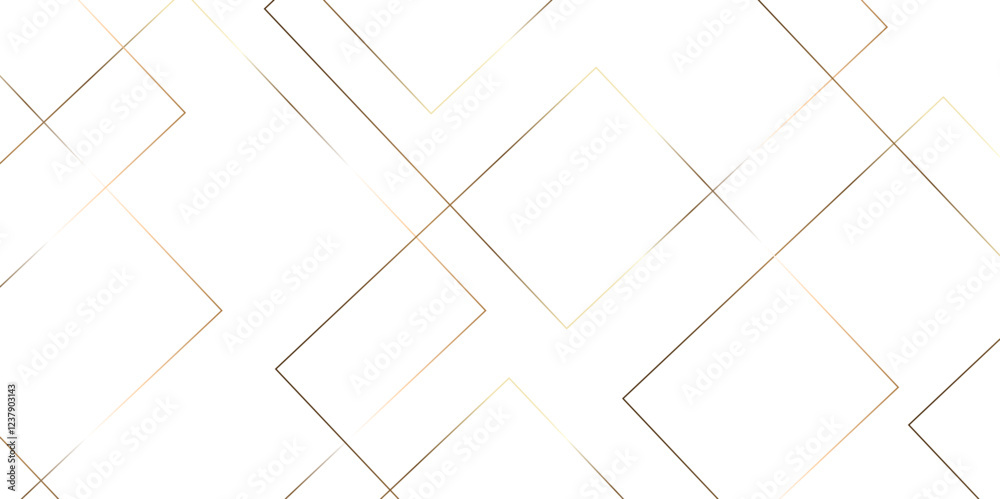 Poster Modern minimal golden square shape background with stoke. abstract futuristic architecture concept with digital geometric gold line for wallpaper, presentation background design, vector illustration.	