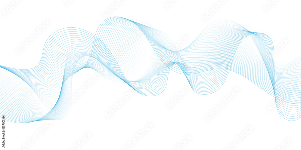 Aufkleber Smooth wave abstract vector background layout design.background image with dynamic curves.Abstract blue futuristic blend waves lines technology background and sound wave lines on white background.	
