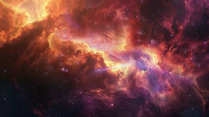 Naklejka premium Vast and vibrant deep space nebulae with swirling clouds of cosmic dust and glowing gas in stunning colors, showcasing the beauty of the universe