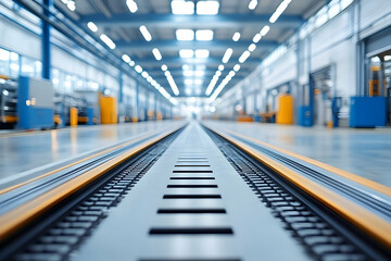 Fototapeta premium Factory conveyor belt system, industrial production line