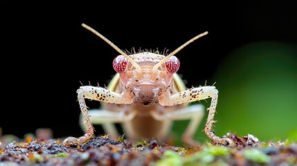 Naklejka premium Pale insect close-up, rainforest floor, macro photography, nature