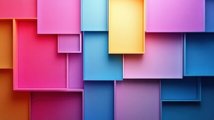 Obraz premium Vibrant Colorful Abstract Square Pattern: A Digital Art Piece