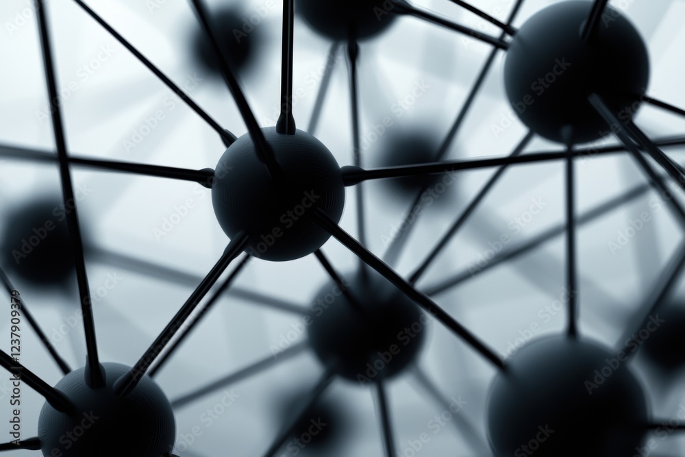 Poster complex three-dimensional data nodes forming intricate structures in network
