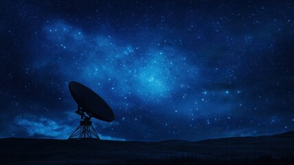 Communications Array under Stars at Observatory with Dark Night Sky