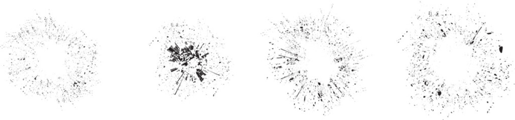 Naklejka premium Collection of ink splashes for speckle effect .Set of Black Spray Blot of Ink. Place blobs, stains and splats in this pack over any object to create grunge effect .Spray paint drips .abstract vector.
