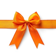 Fototapeta premium Vibrant Orange Gift Ribbon with Bow Isolated on White Background for Gifting Concepts