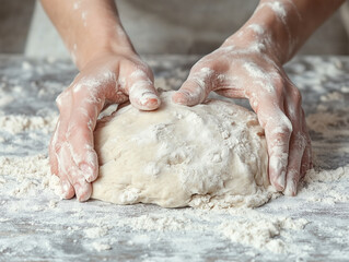 hands kneading dough