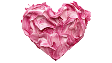 Pink lipstick heart shape representing love and beauty on transparent background