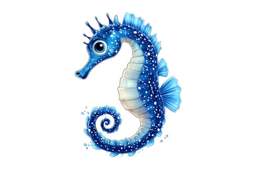 Obraz premium seahorse on a white background, seahorse on a blank white background, a seahorse, seahorse, cute seahorse, white background, copy space for add text, 3d rendering, 3d, vector, AI generative