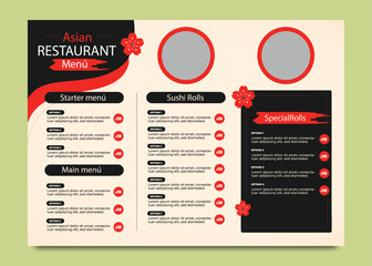 Modern fast food menu design template for restaurant and café on dark chalkboard. food trifold menu brochure