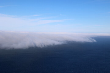 Fog coming from the sea towards the North Cape-Nordkapp, Norway     