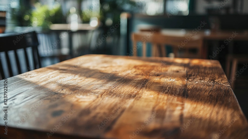 Aufkleber sunlight streams through windows, casting soft shadows onto a rustic kitchen table. the rich wood gr