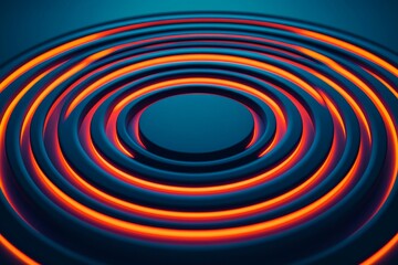 Obraz premium Patience calm strength focus concept. Colorful concentric circles with a glowing effect on a dark background.