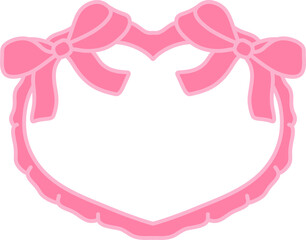 Pink girly coquette bow frame doodle.Trendy coquette girls.