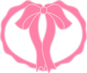 Pink girly coquette bow frame doodle.Trendy coquette girls.