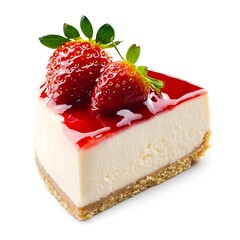 Delicious Strawberry Cheesecake Isolated on White Background