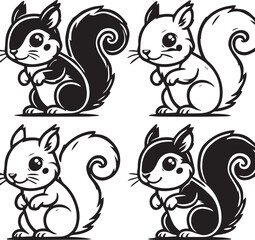 Squirrel vector in black and white