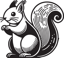 Squirrel vector in black and white
