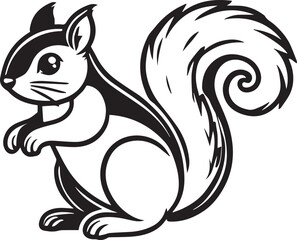 Squirrel vector in black and white