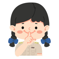 Thai woman teacher  making a gesture of silence