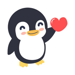 Penguin offering a heart