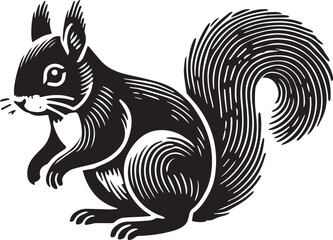 Squirrel vector in black and white