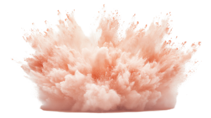 Pink powder exploding creating a big cloud on transparent background