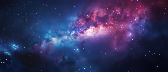 Fototapeta premium Vast colorful nebula with glowing planets and distant galaxies illuminating the depths of outer space