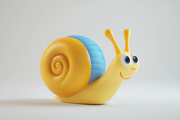 snail on a white background, snail on a blank white background, a snail, snail, cute snail, white background, copy space for add text, 3d rendering, 3d, vector, AI generative