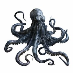 Giant octopus from the depths of the ocean, spreading its tentacles menacingly