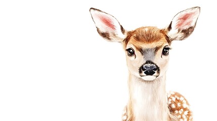 Watercolor Painting Of A Young Fawn Deer