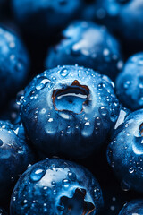 A close-up of fresh blueberries with water droplets, highlighting their deep navy hues and creating an appetizing, high-resolution visual. Perfect for wallpaper or background use.