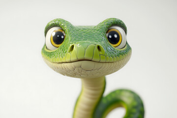 Fototapeta premium snake on a white background, snake on a blank white background, a snake, snake, cute snake, white background, copy space for add text, 3d rendering, 3d, vector, AI generative