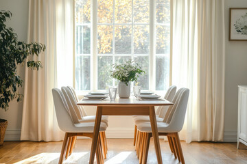 Fototapeta premium Cozy dinner setting modern home photography bright atmosphere indoor warmth and togetherness