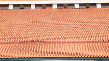 Orange Clay Roof Tiles – Horizontal Pattern for Architectural Design Material