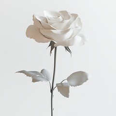 Elegant White Rose on White Background