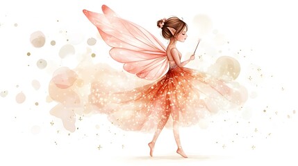 A Watercolor Fairy Dancing with a Sparkling Wand