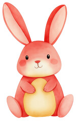 Obraz premium Cute red bunny with big ears isolated on transparent background.