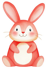 Obraz premium Cute red bunny with big ears isolated on transparent background.