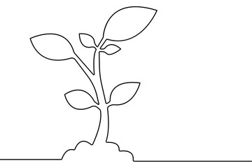 Continuous one line seed with plane with black and white vector icon
