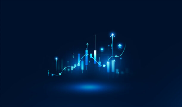 Business graph market chart of stock investment trading. Arrow up of financial business success goal target technology.