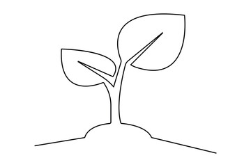 Continuous one line seed with plane with black and white vector icon
