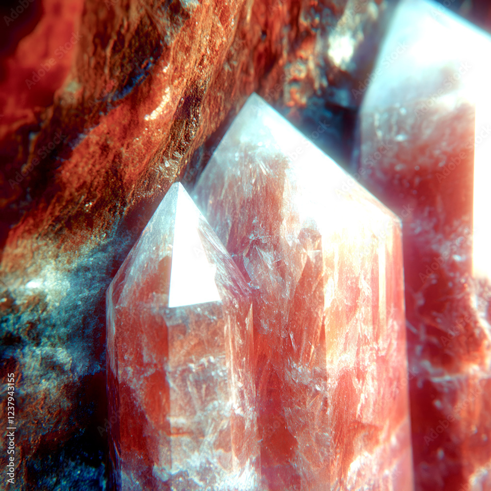 Aufkleber Crystals shimmering in gradations of amber and copper. Clean lines on the surface emphasize their shape
