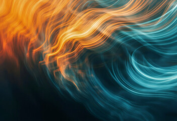 Obraz premium Ai image showcases an abstract design of dynamic, swirling lines in shades of orange and blue, creating a sense of motion and energy, ideal for backgrounds and dynamic artwork.