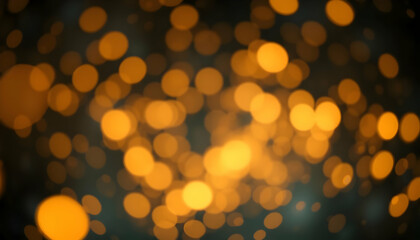bokeh lights, golden orbs, out of focus, warm glow, abstract background, blurred circles, festive atmosphere, dark backdrop, soft focus, magical ambiance, holiday mood, glittering effect, dreamy textu