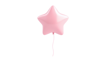 Pink star shaped balloon floating with transparent background