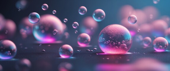 Floating Bubbles with Pink Purple Blue Glow