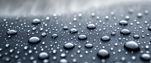 Close up picture of waterproof fabric with water droplets on the fabric